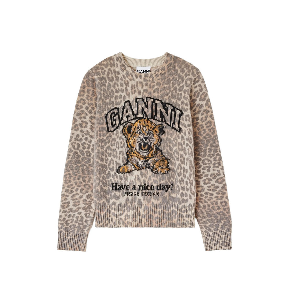Ganni Leopard-intarsia Sweater