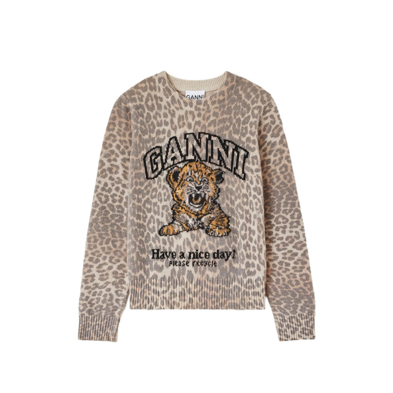 Ganni Leopard-intarsia Sweater