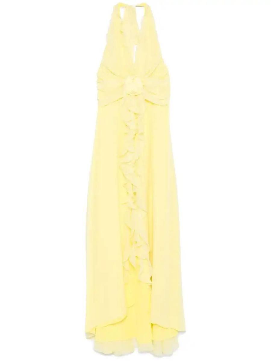 floral-appliqué maxi dress
