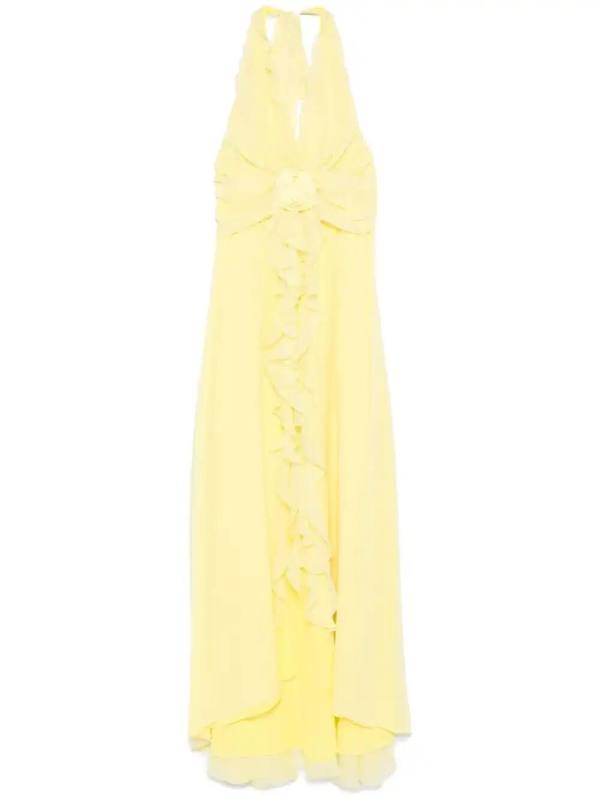 floral-appliqué maxi dress
