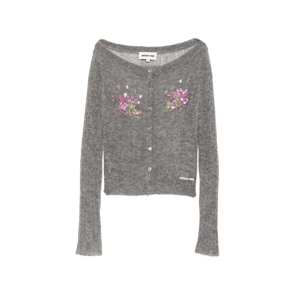 Shushu/tong Floral-embellished Cropped Cardigan