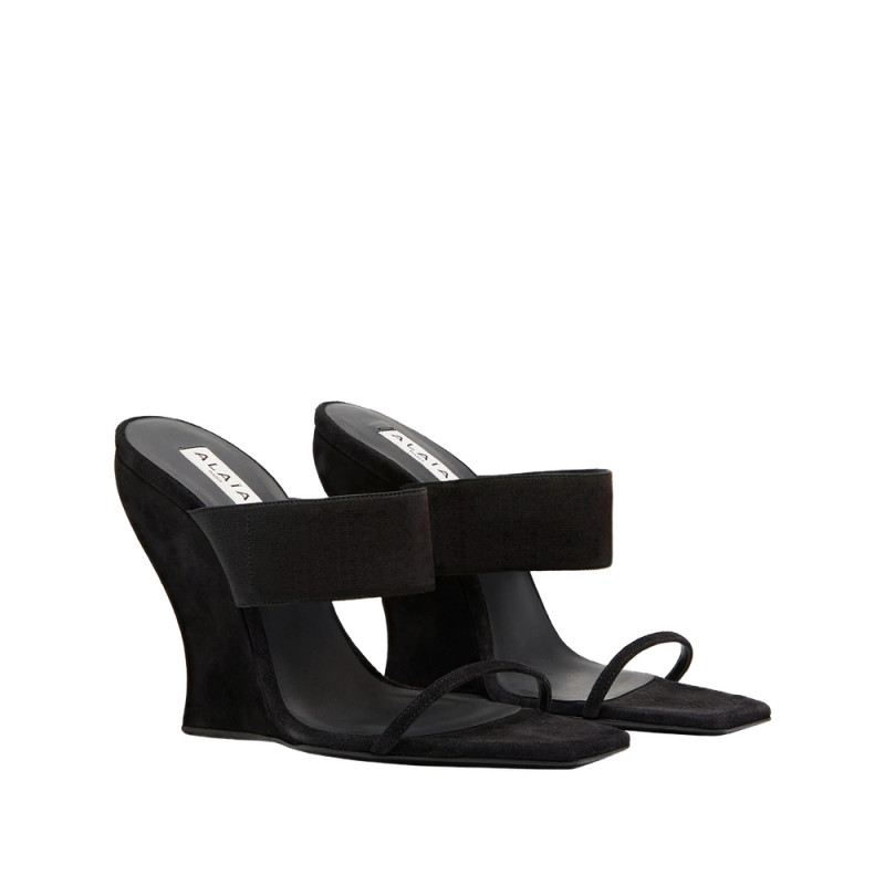 Alaïa Square-toe Curved Wedge Mules