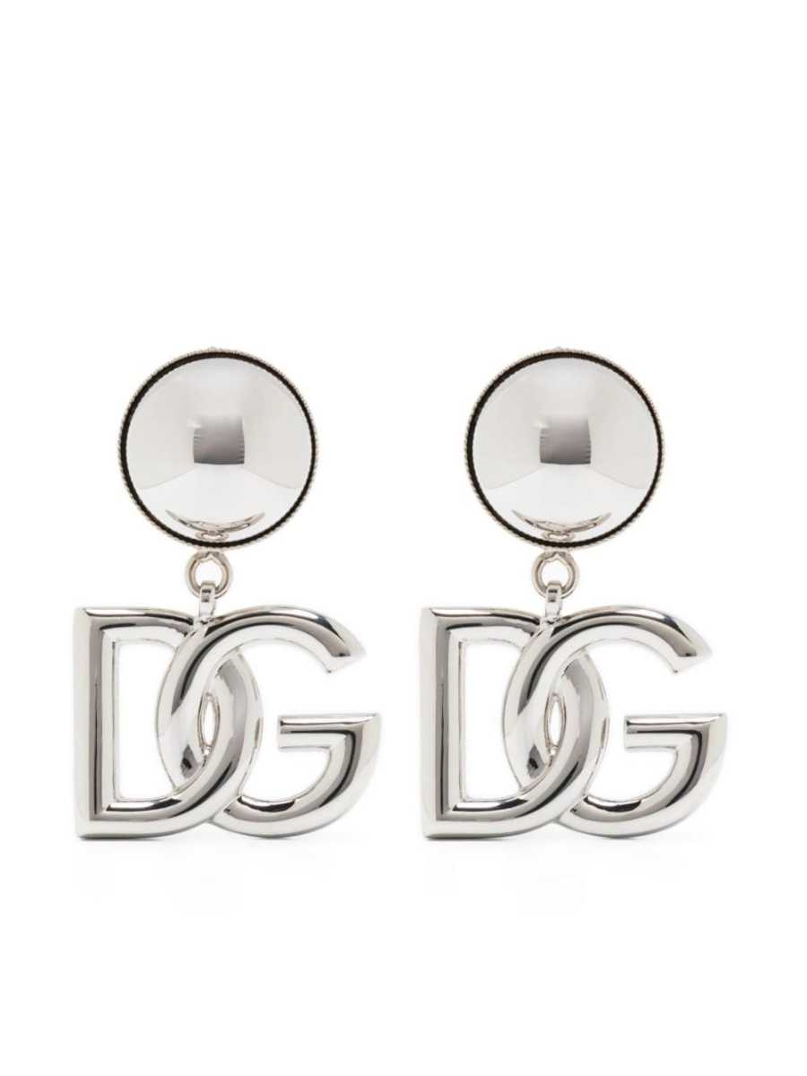 logo-plaque clip-on earrings