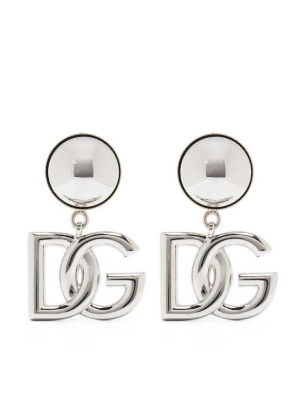 logo-plaque clip-on earrings