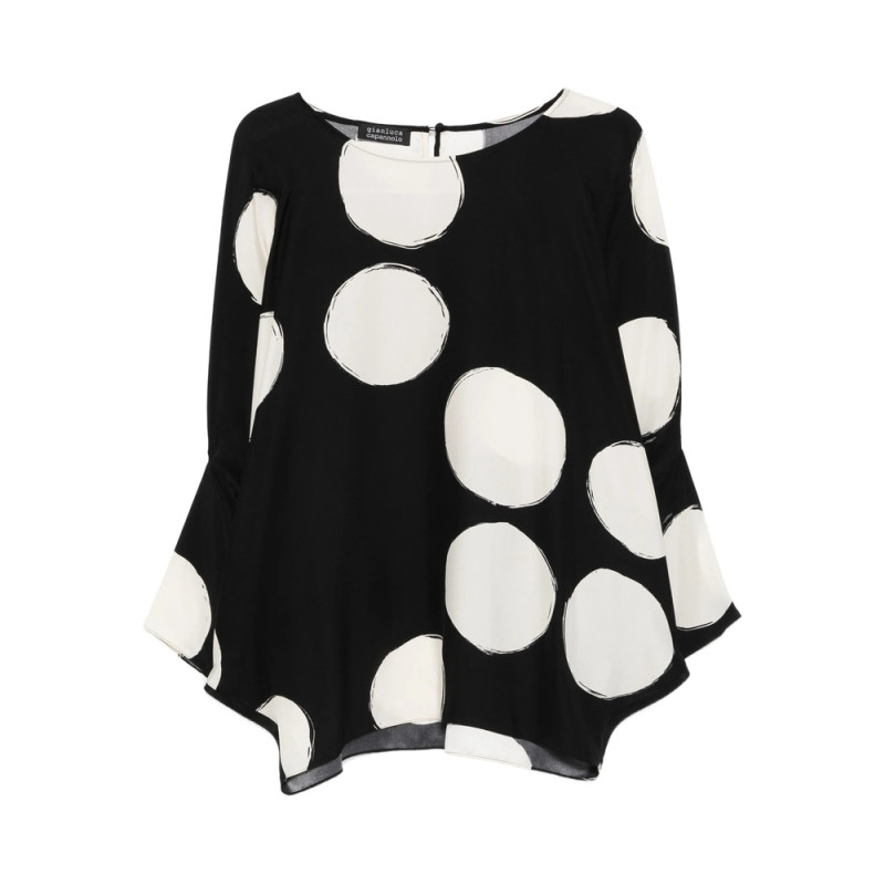 Gianluca Capannolo Bell-sleeve Polka-dot Top