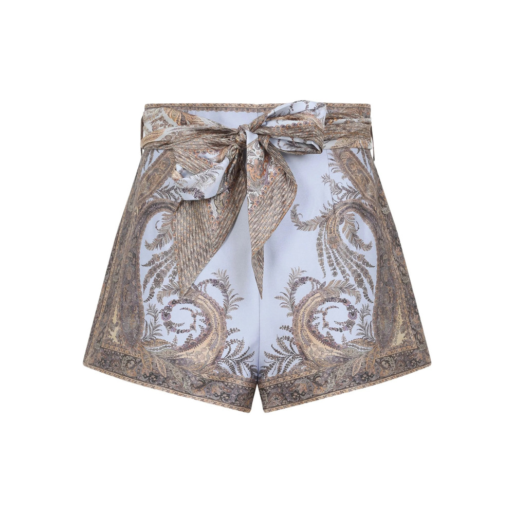 Zimmermann Paisley-print Belted Shorts