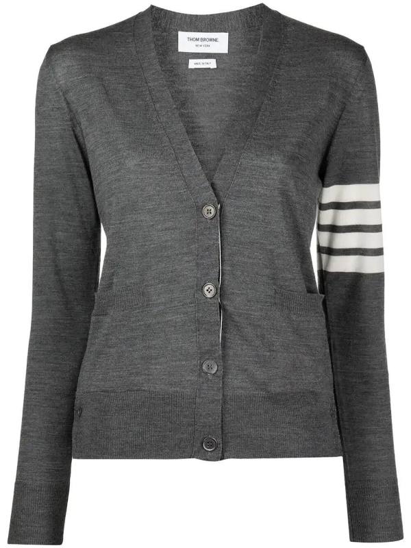 4-Bar stripe V-neck cardigan