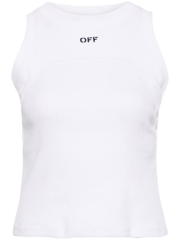 embroidered-logo ribbed tank top