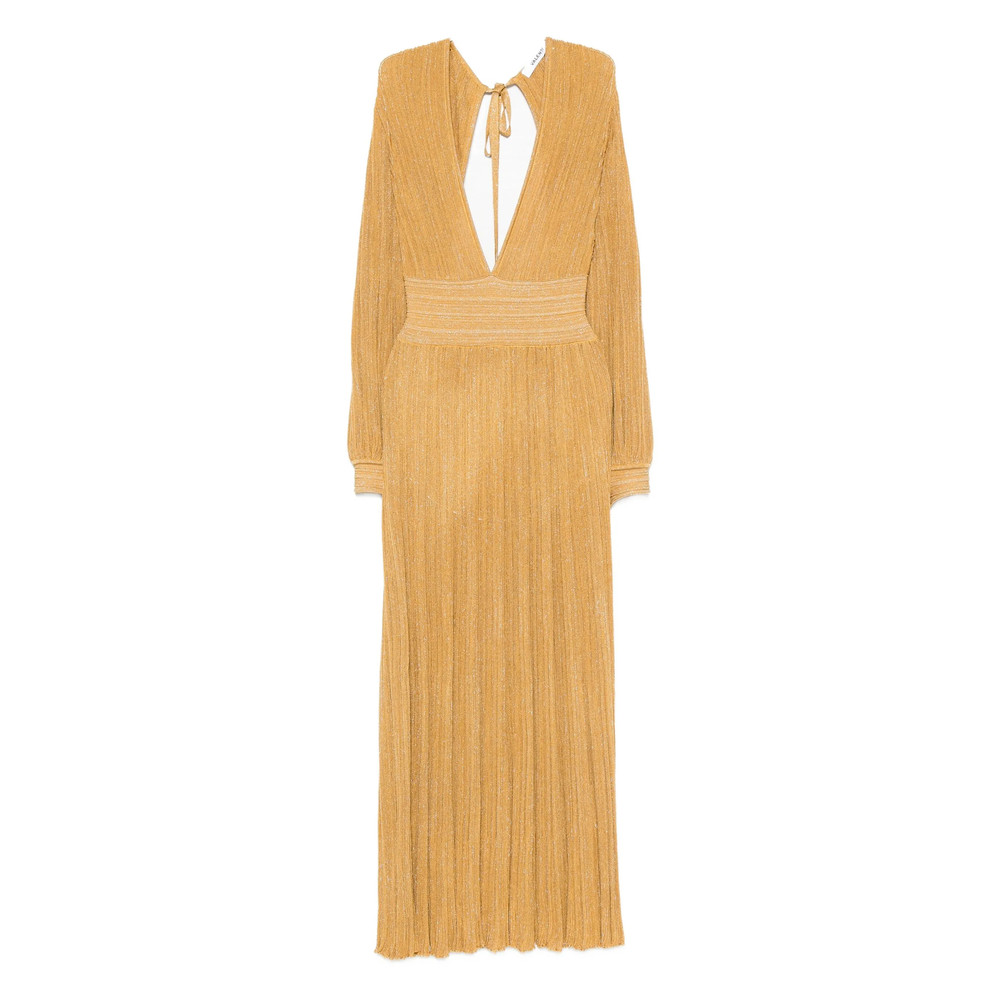 Antonino Valenti Pleated V-neck Maxi Dress