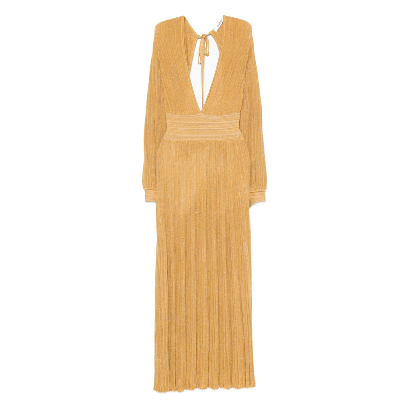 Antonino Valenti Pleated V-neck Maxi Dress