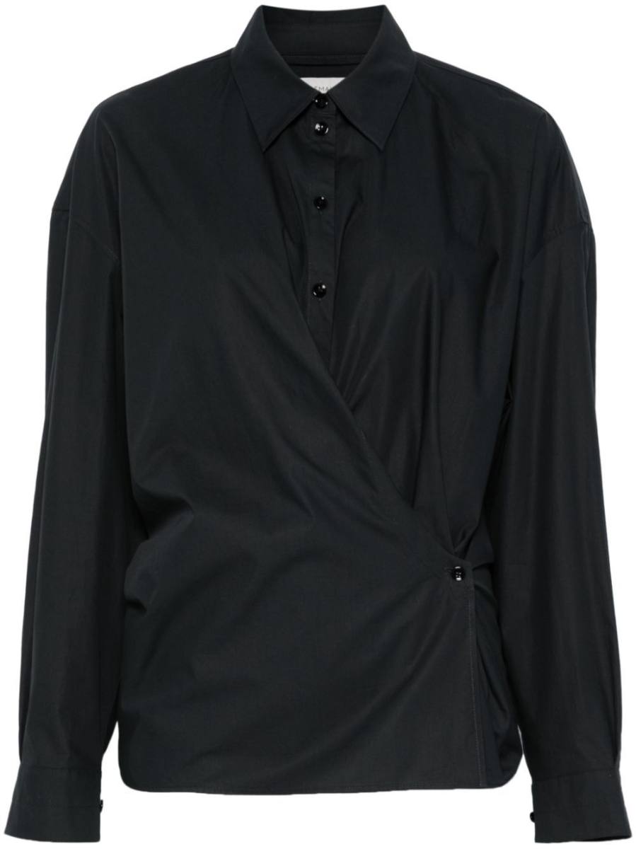 straight-collar twisted shirt