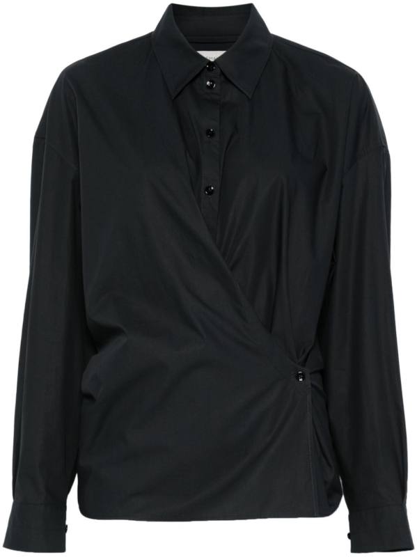 straight-collar twisted shirt