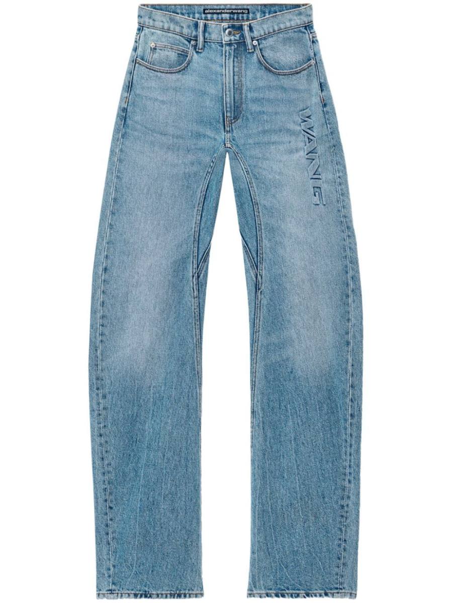 logo-embossed jeans