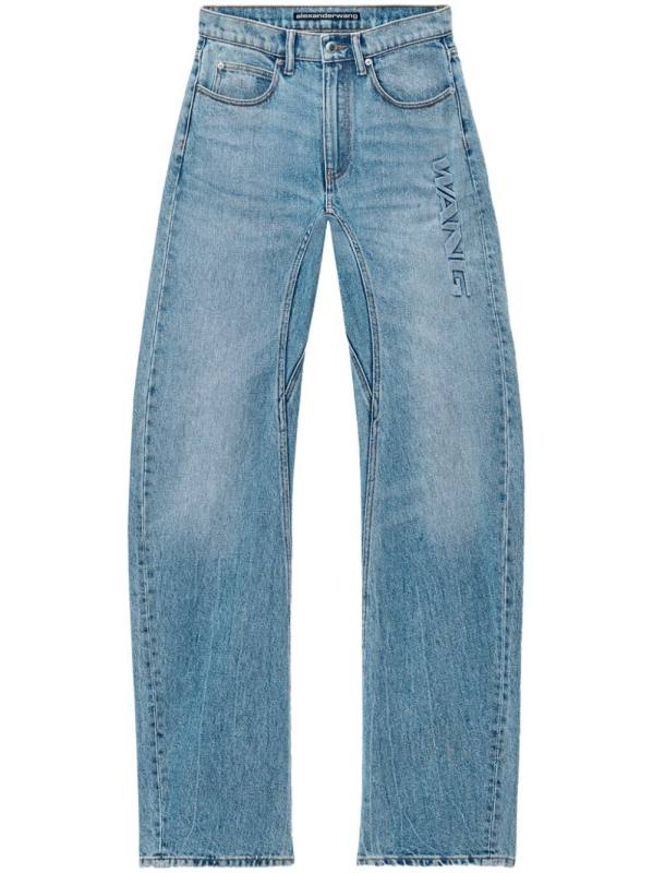 logo-embossed jeans