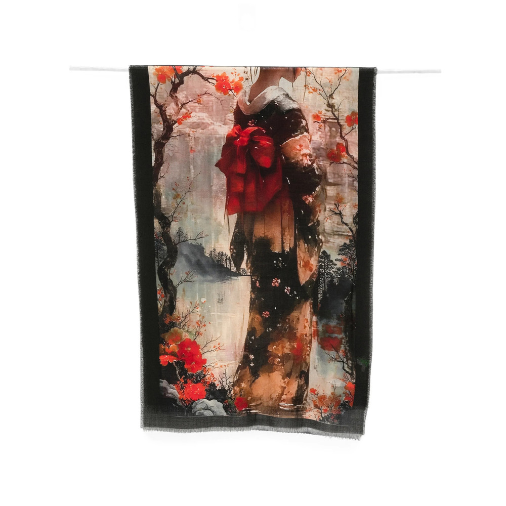 D'aniello Graphic-print Frayed Scarf