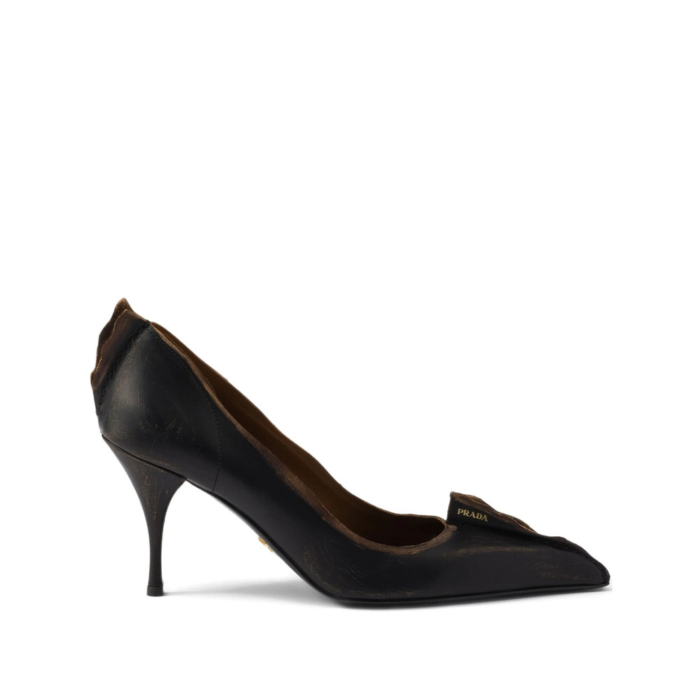 Prada 85mm Antiqued Leather Pointed-toe Pumps