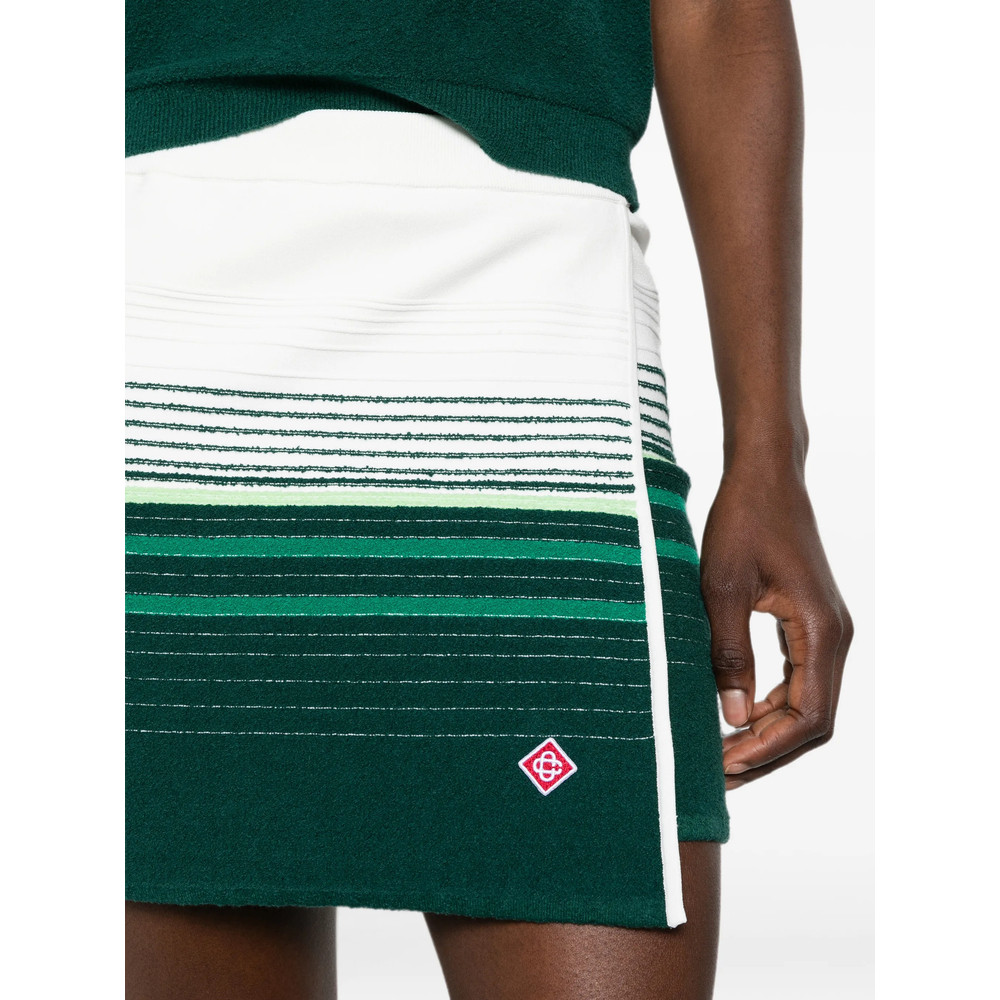 Casablanca Striped Wrap-front Mini Skirt