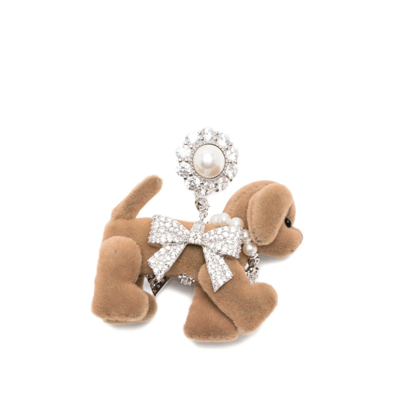 Yvmin Pave Bowknot Plush Puppy Earring