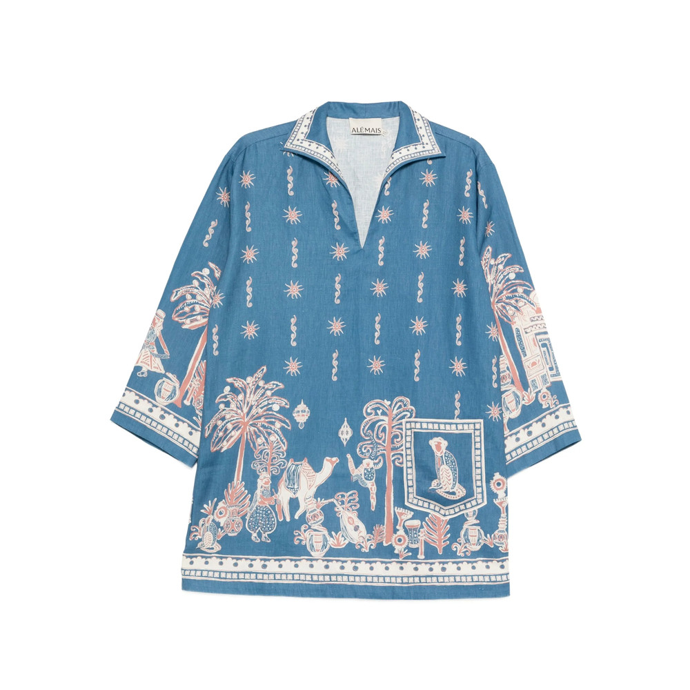 Alemais Acacia Collared Graphic-print Mini Dress