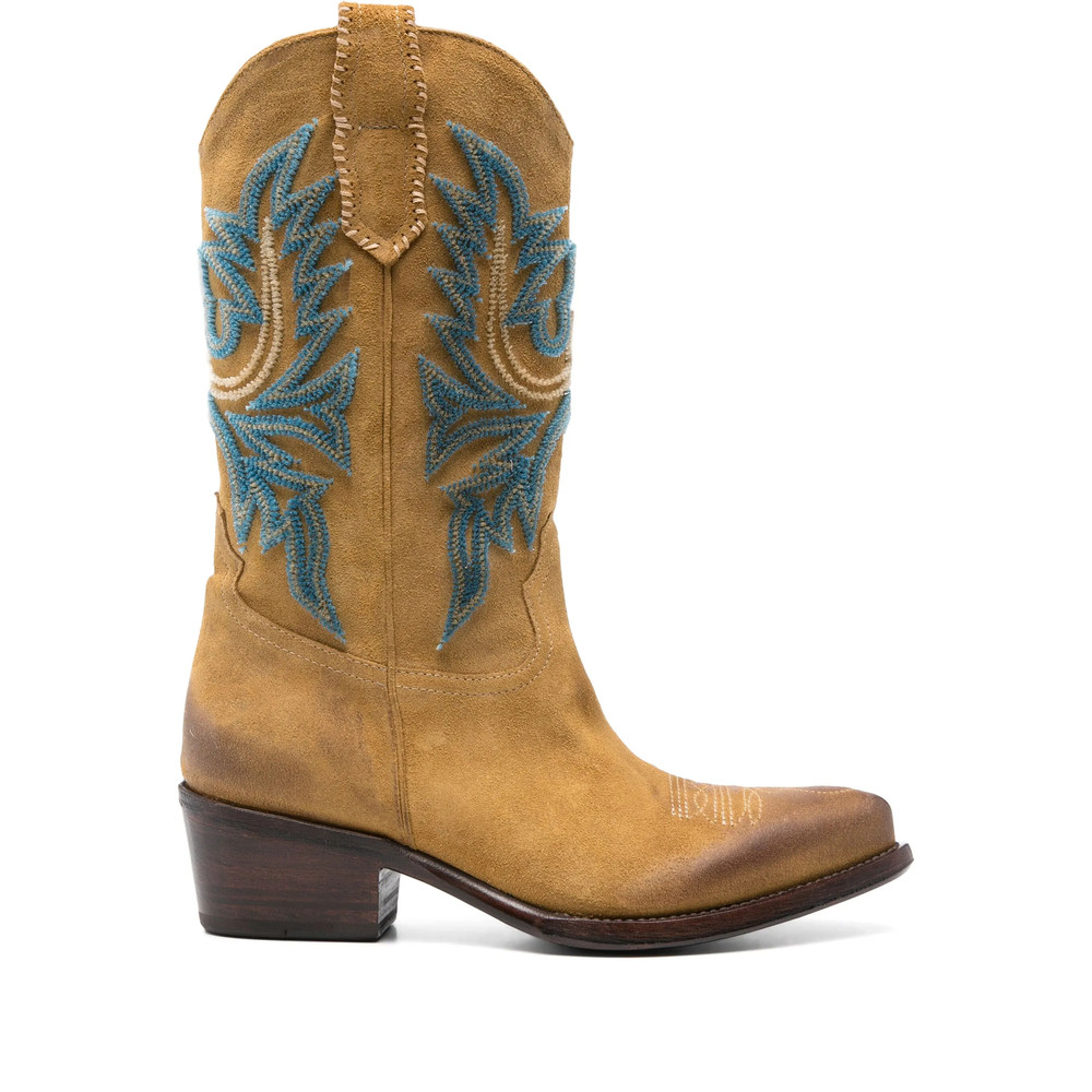 Eraldo Embroidered Leather Cowboy Boots