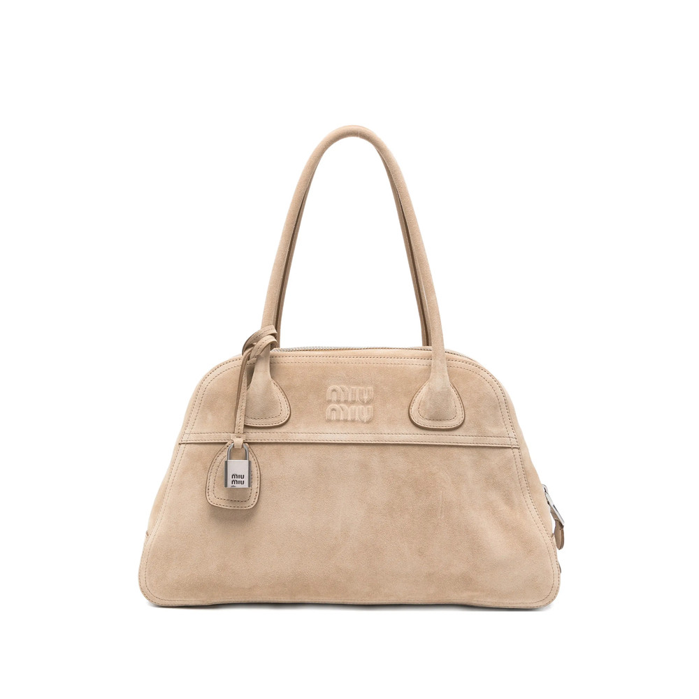 Miu Miu Logo-embossed Suede Tote Bag