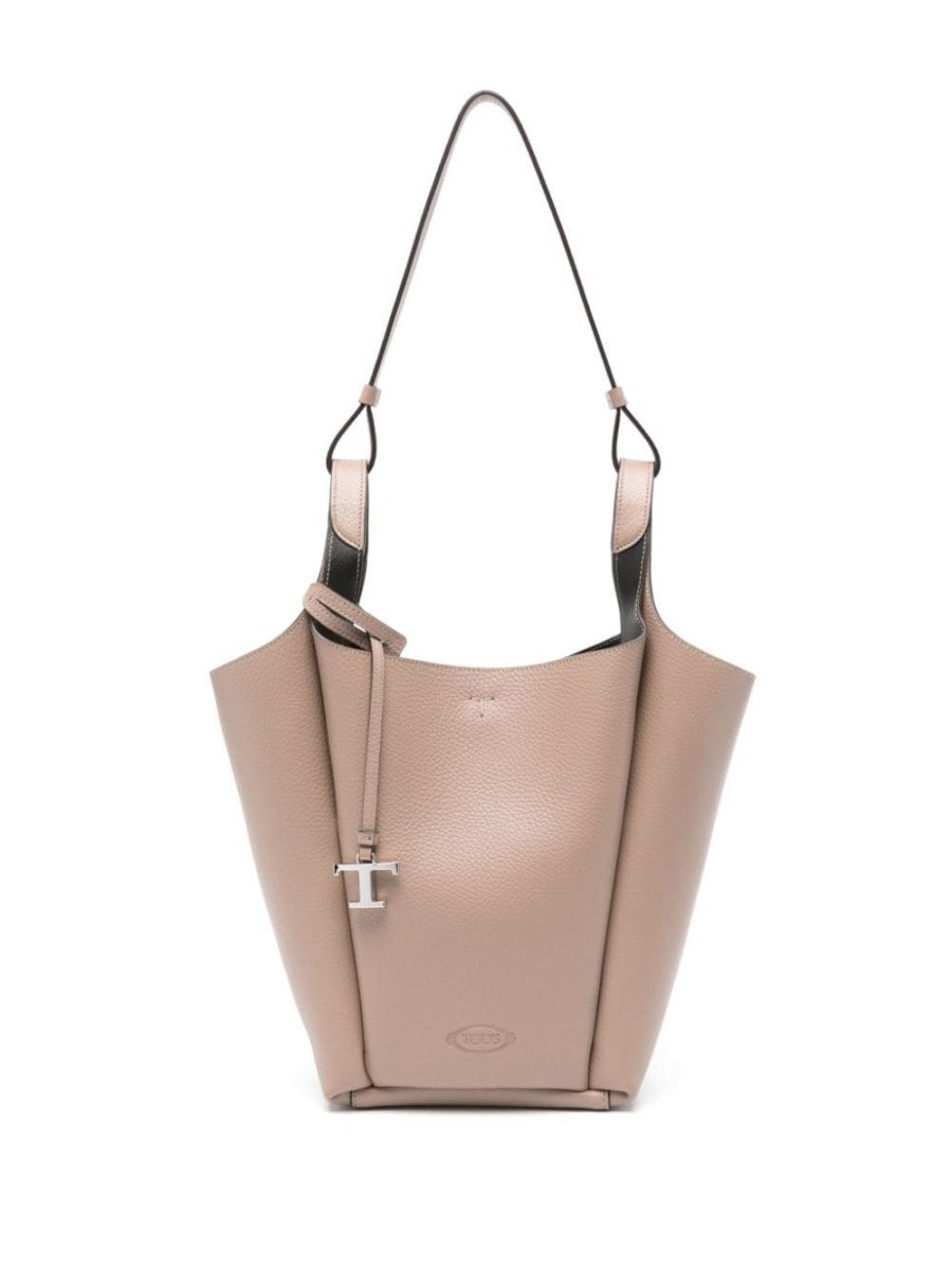 logo-debossed leather bucket bag