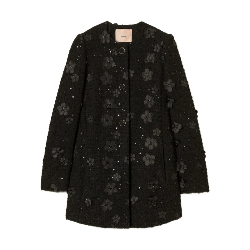 Twinset Flower-sequin Embellished Coat
