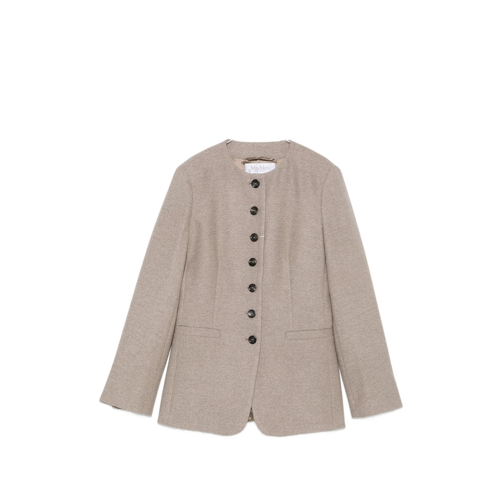Max Mara Button-up Collarless Jacket