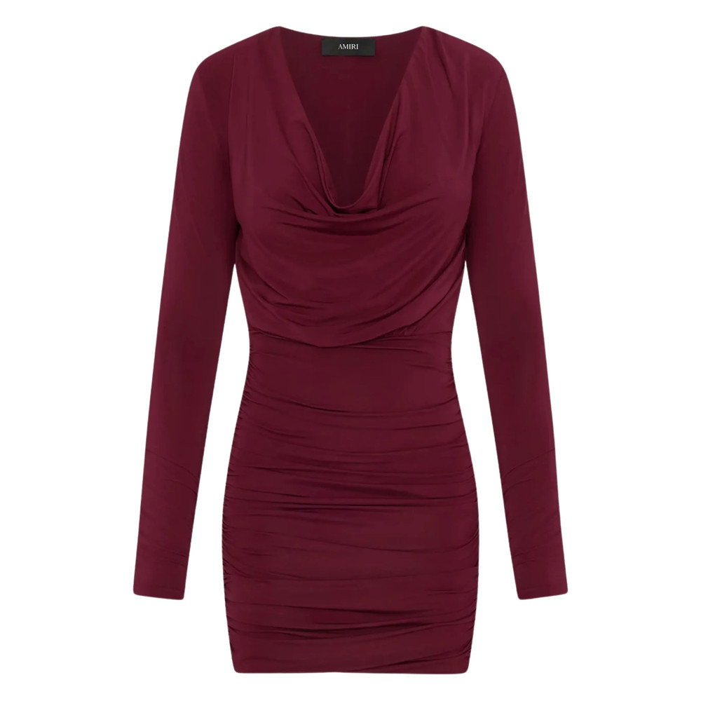 Amiri Cowl-neck Draped Mini Cocktail Dress