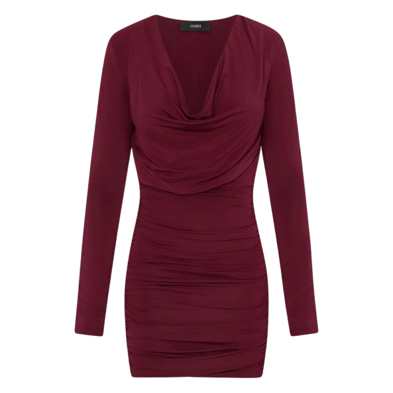 Amiri Cowl-neck Draped Mini Cocktail Dress