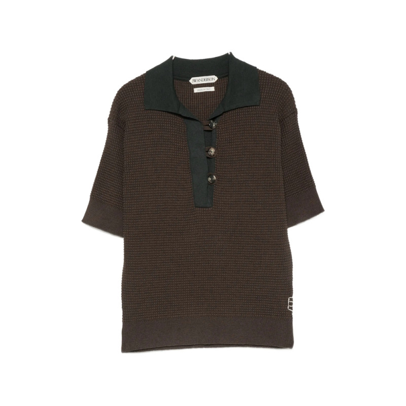 Jw Anderson Waffle-knit Short-sleeve Polo Shirt