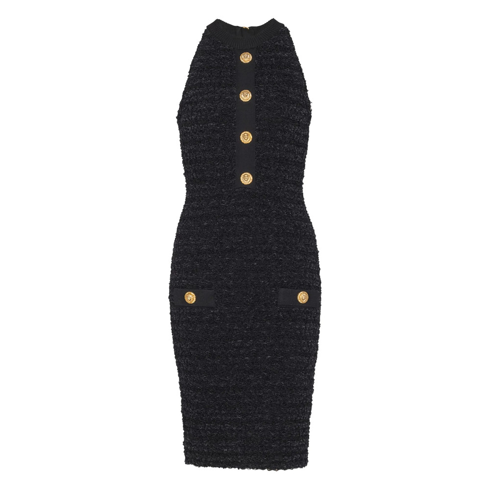 Balmain Buttoned-pocket Tweed Mini Dress
