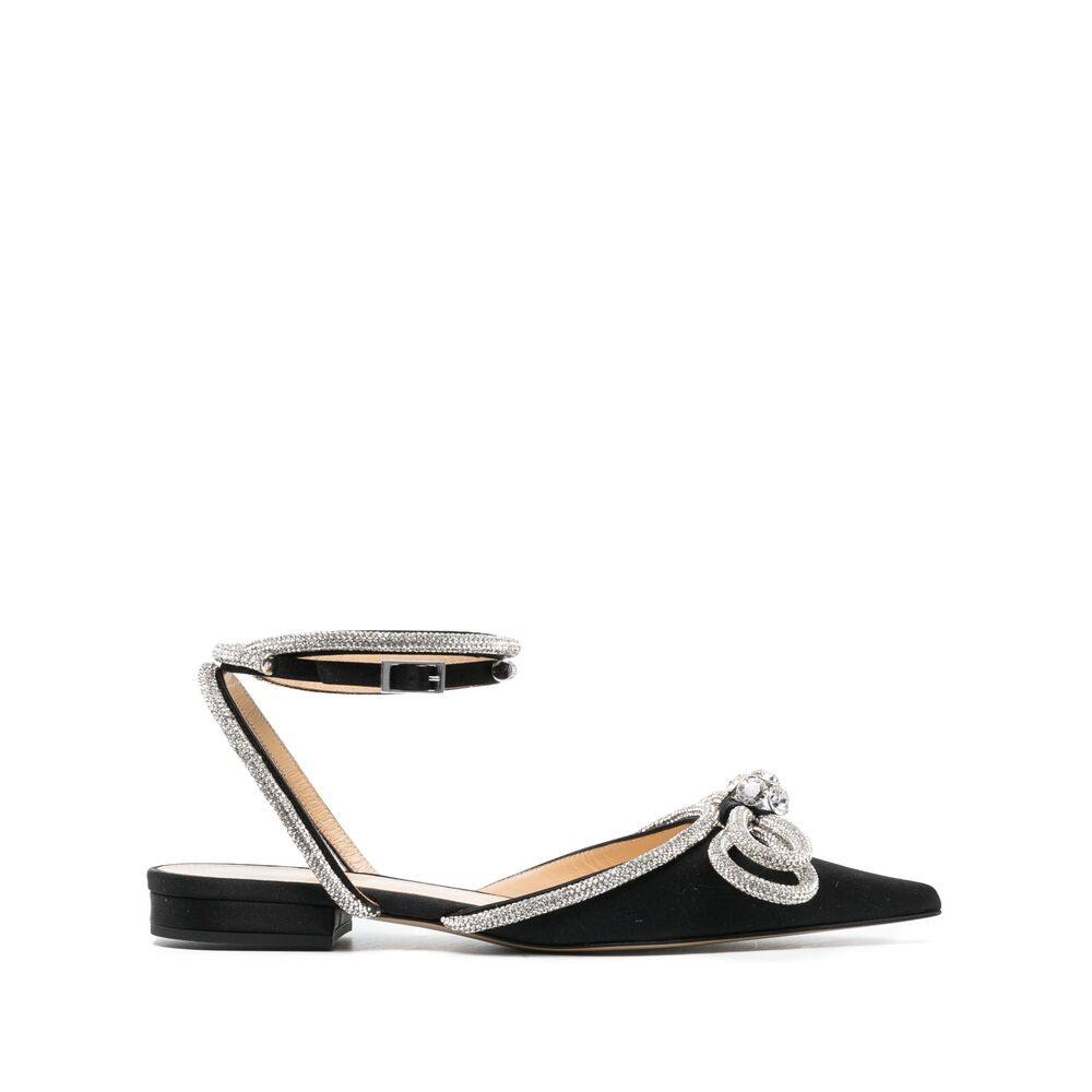 Mach & Mach Double Bow Satin Ballerina Shoes