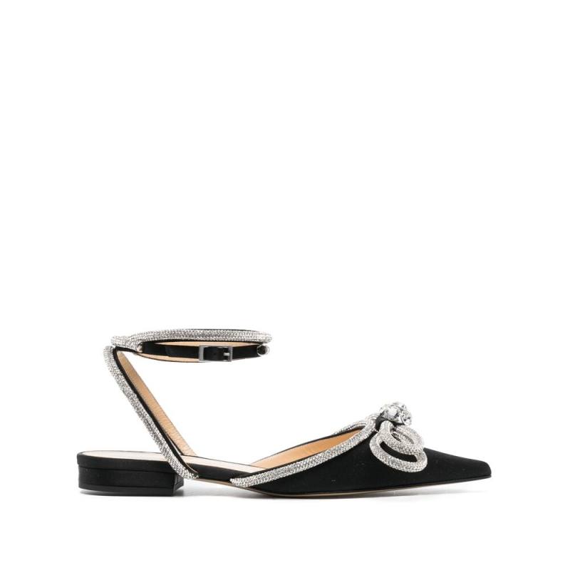 Mach & Mach Double Bow Satin Ballerina Shoes