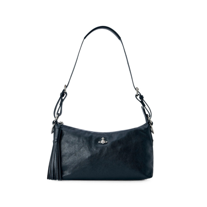 Vivienne Westwood Shoulder Bag In Smooth Leather With Tassel Detail. Adjustable Shoulder StrapTop Zip ClosureFront Logo Hardware