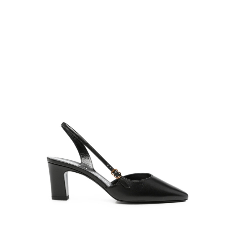 Herbert Levine Ask Around Buckle-detail Slingback Leather Heeled Pumps