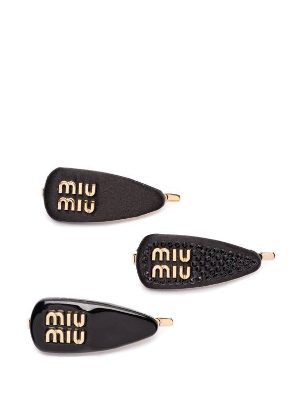 logo-lettering hair clip (set of three)