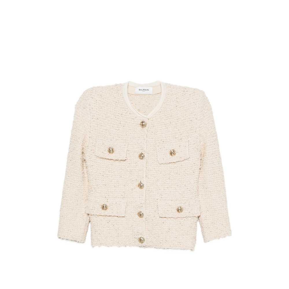 Balmain Bouclé-knit Frayed Jacket