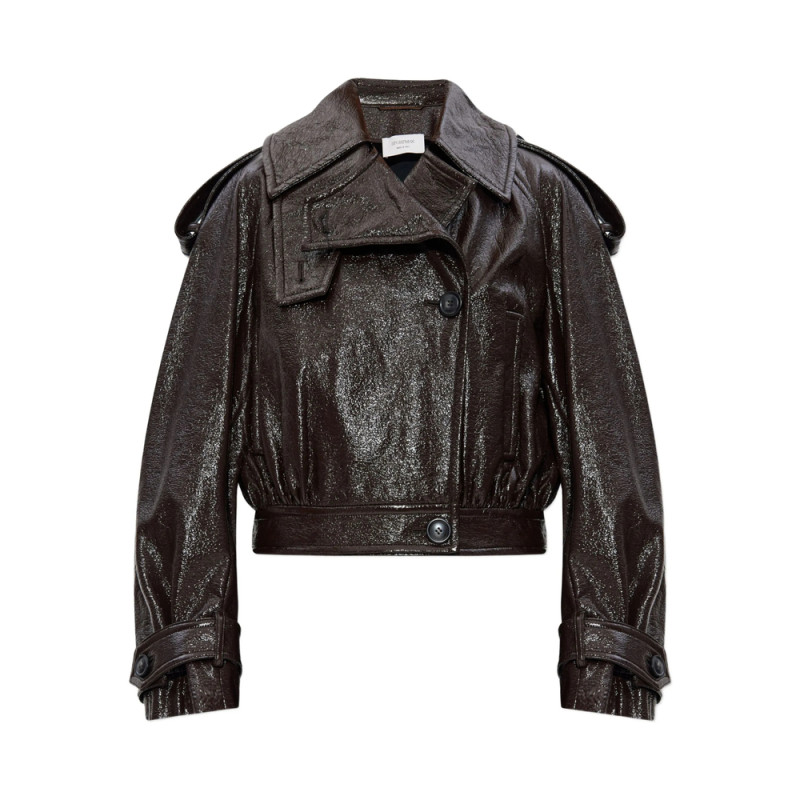 Sportmax Leather-effect Cuffed-sleeves Cropped Jacket