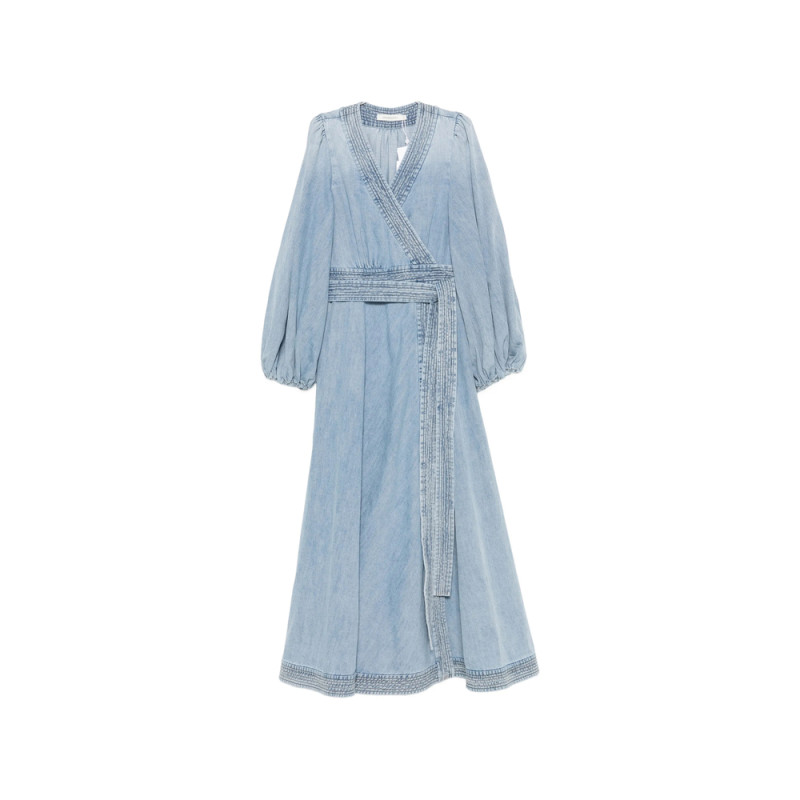 Zimmermann Midi Indra Belted Wrap Dress