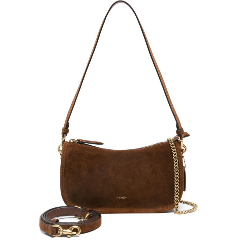 Coach Chain-strap Suede Satchel Bag