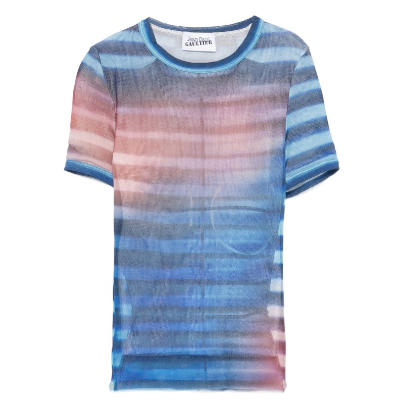 Jean Paul Gaultier Striped Mesh Top