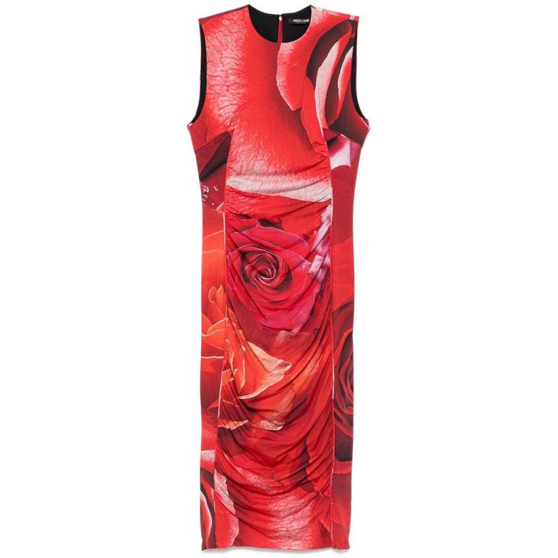 Roberto Cavalli Rose-print Midi Dress