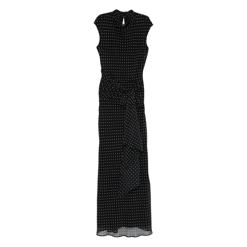 Rotate ROTATE MAXI DRESS W TIE POLKA DO
