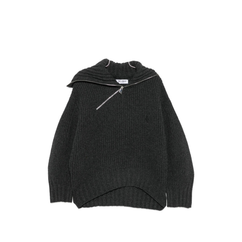 The Attico Asymmetric-zip Ribbed-knit Sweater
