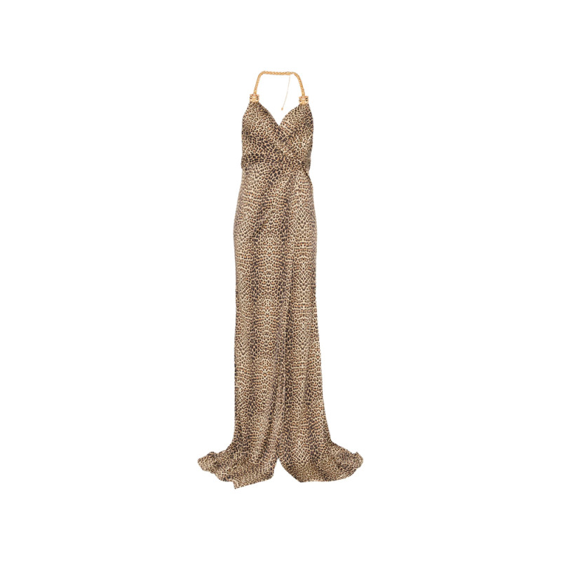 Roberto Cavalli Chain-strap Leopard-print Maxi Dress