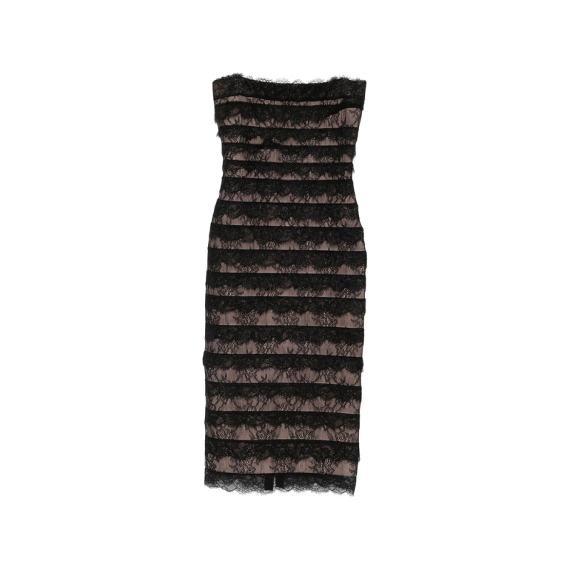 Hervé Léger Lace-trimmed Tiered Mini Dress
