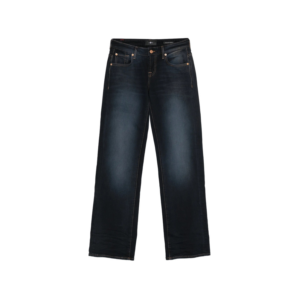 7 For All Mankind Faded Straight-leg Jeans