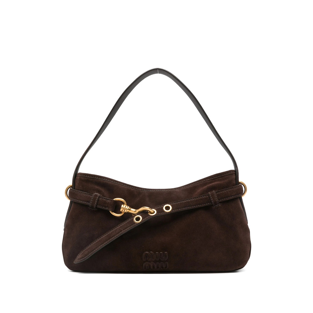Miu Miu Hook-fastening Suede Shoulder Bag