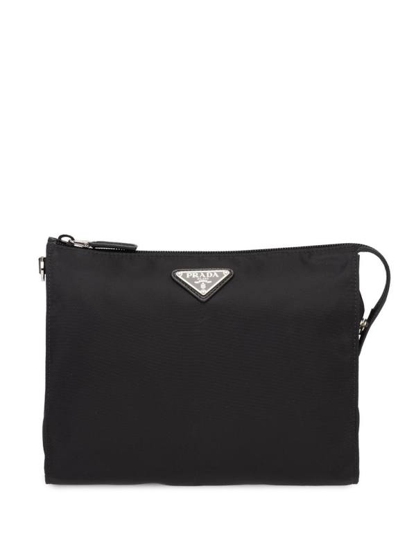 Re-Nylon and Saffiano leather pouch